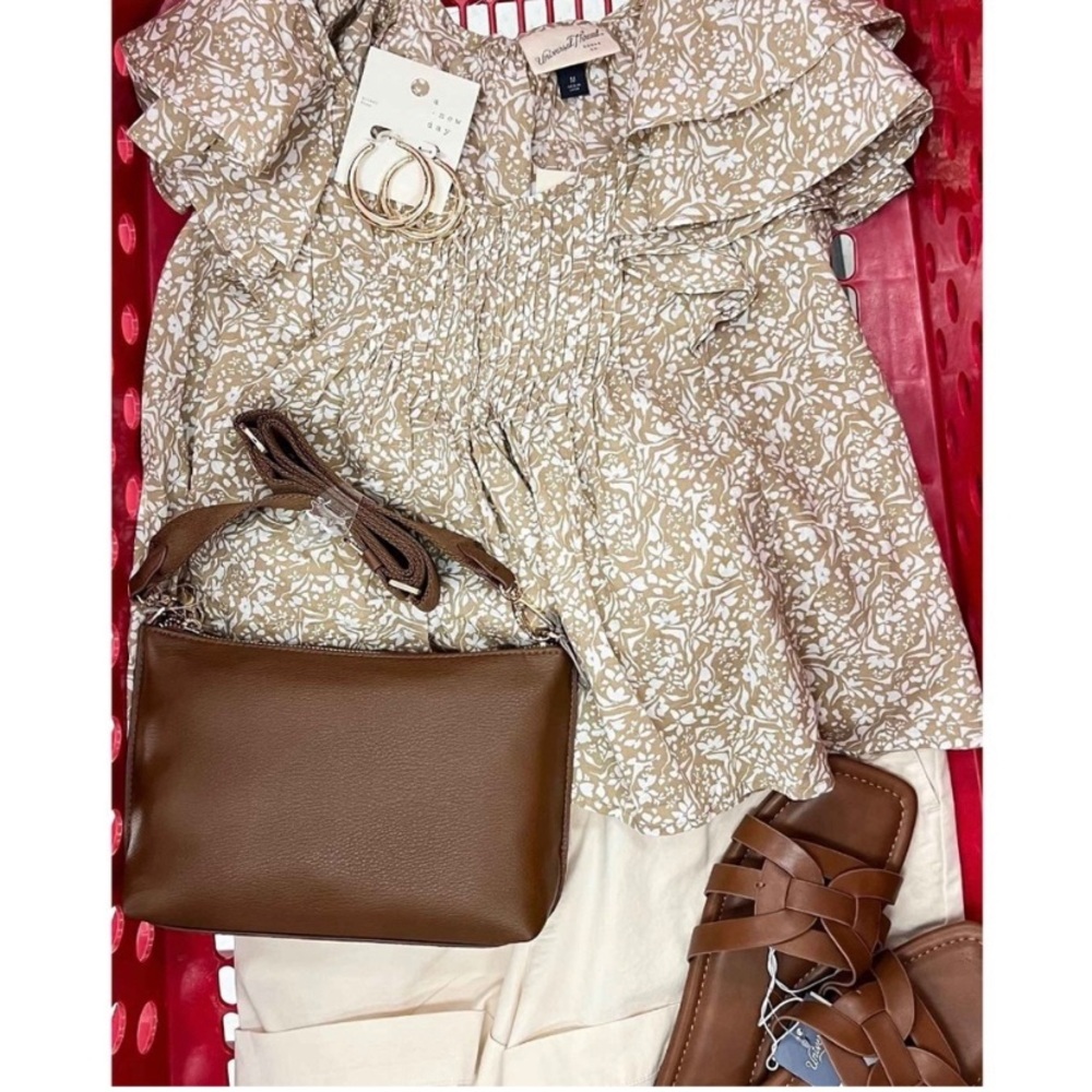 Universal Thread Cream Ruffled Puff Sleeve Blouse - Picture 2 of 3